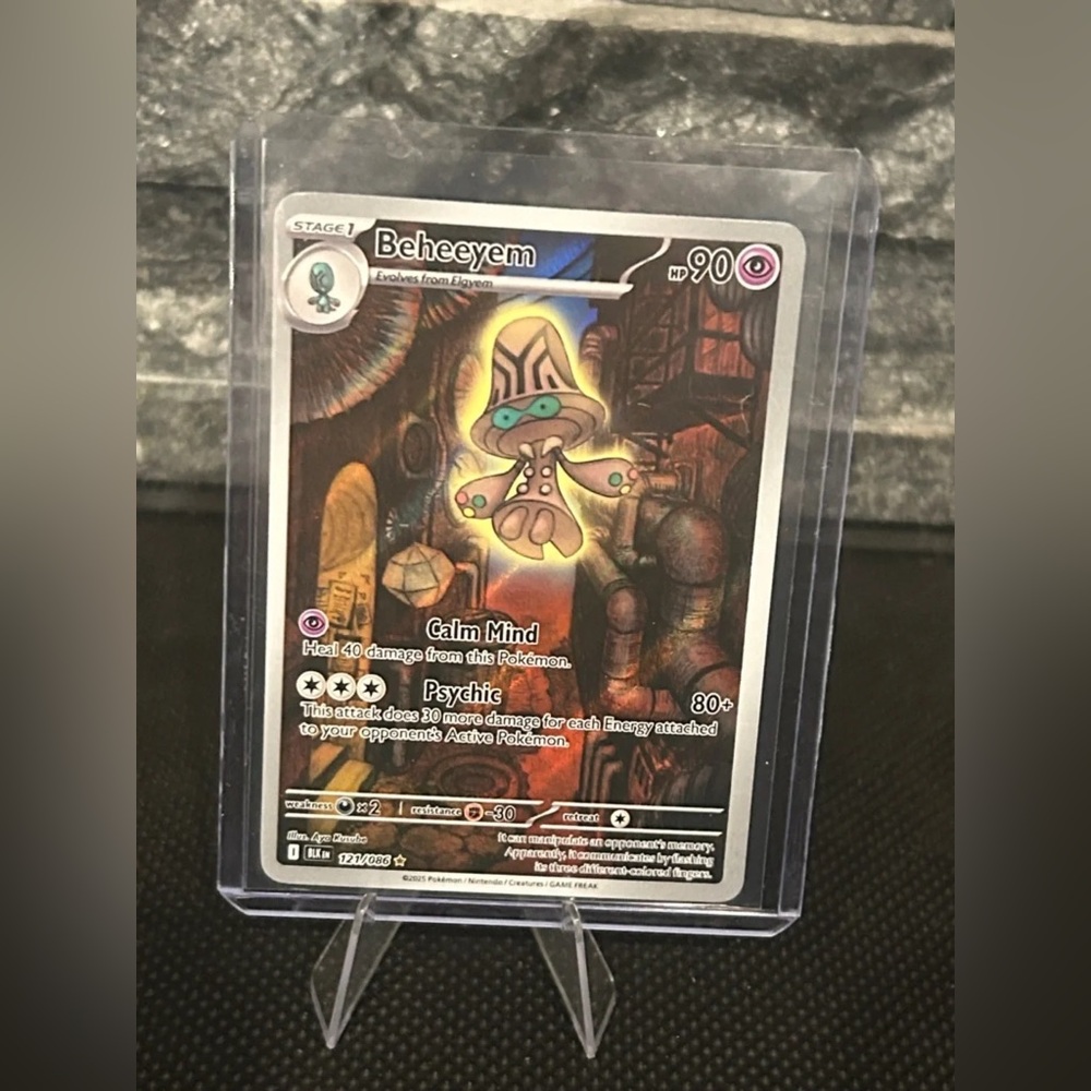 Pokemon Beheeyem Holographic Card - Brown, Black, Yellow